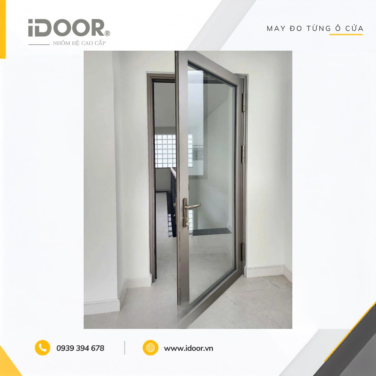 Cửa đi mở quay 1 cánh MAXPRO hệ 55 thực tế