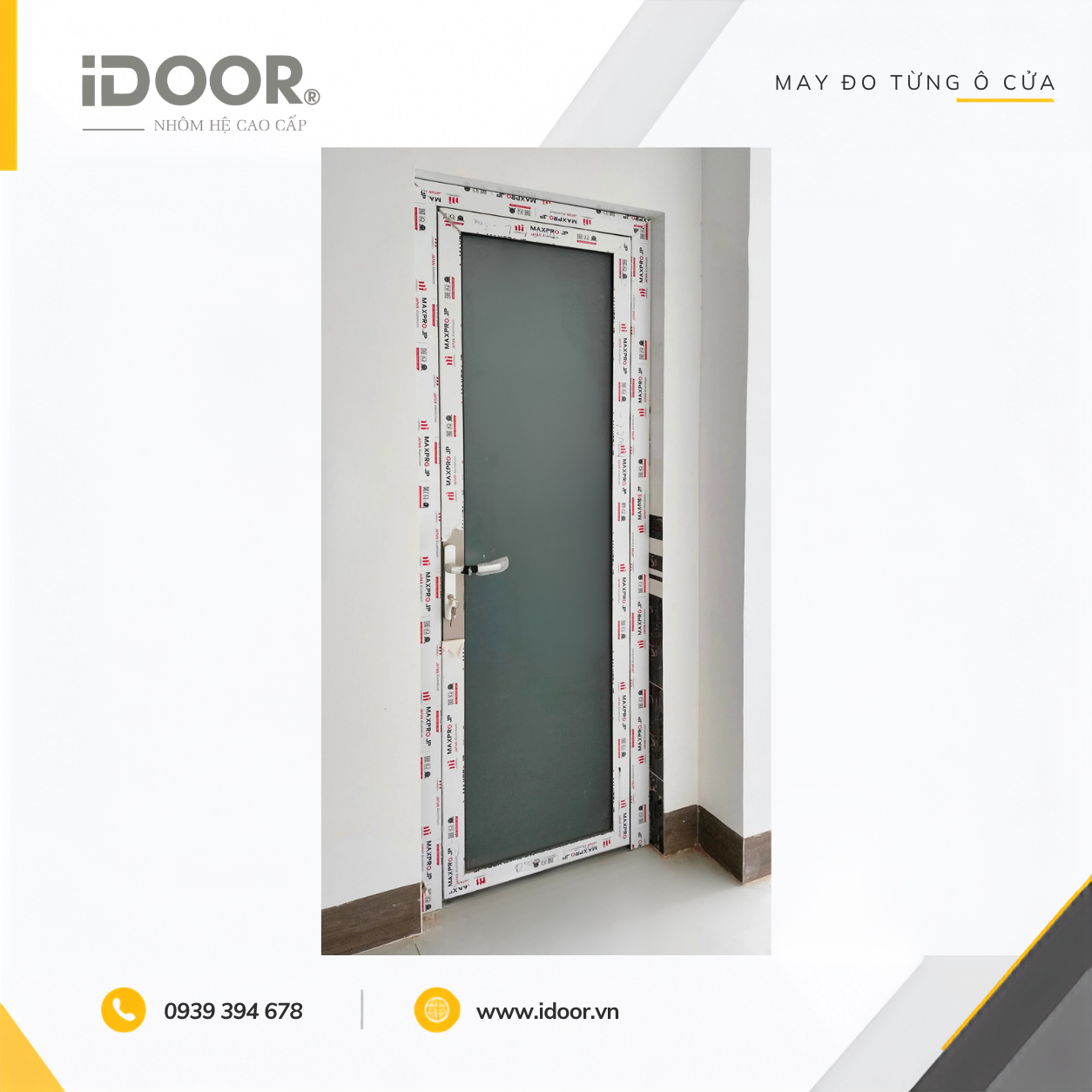 Kích thước và kiểu ghép cửa đi mở quay 1 cánh MAXPRO hệ 55