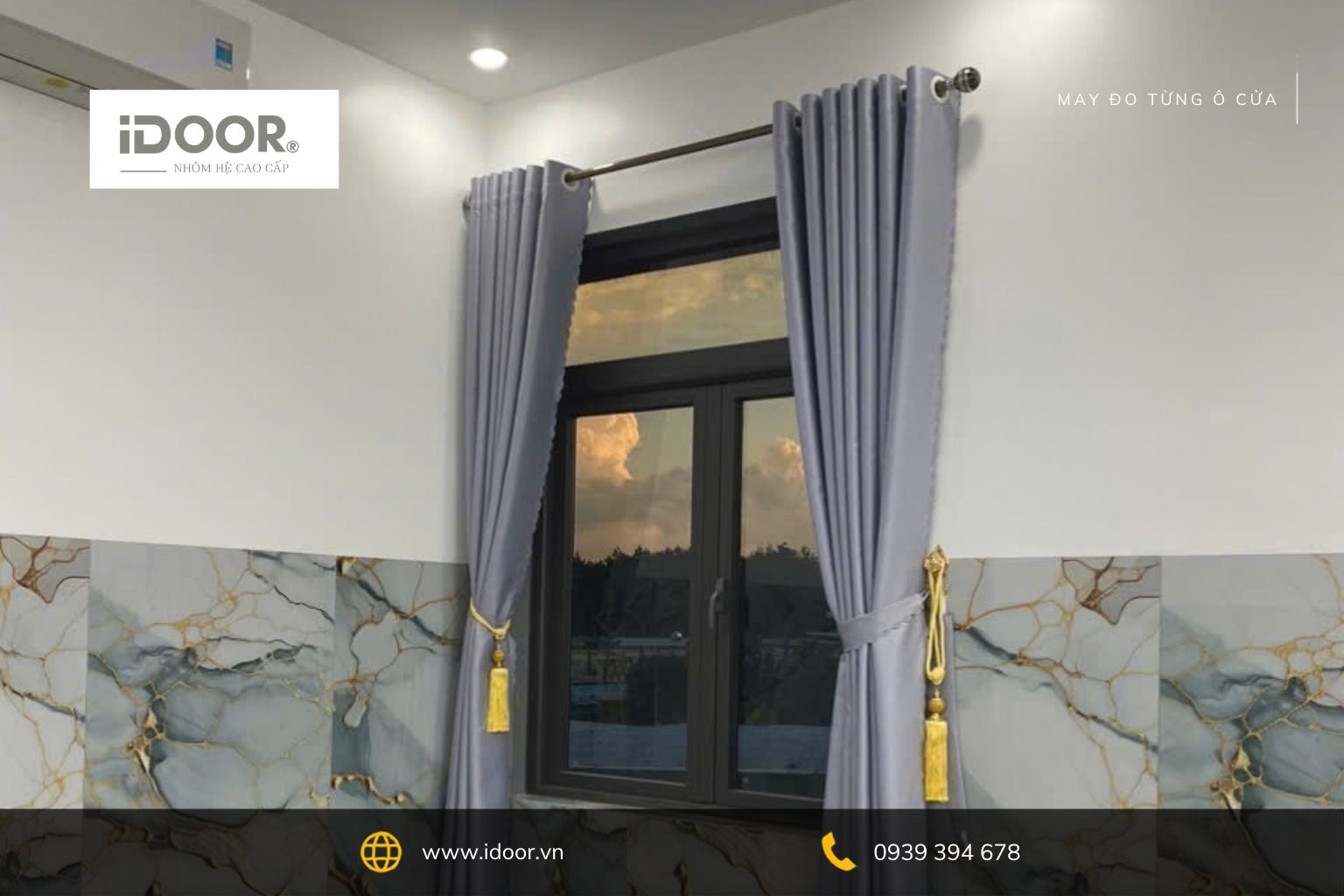 iDOOR hoàn thiện lắp đặt cửa sổ nhôm Xingfa 2 cánh tại biệt thự.