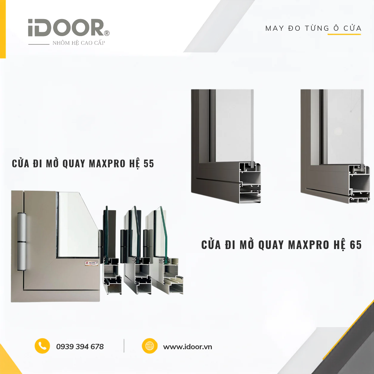 So sánh cửa đi mở quay MAXPRO hệ 55 và hệ 65